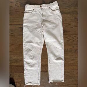 Banana Republic Cream High-Rise Straight Jeans